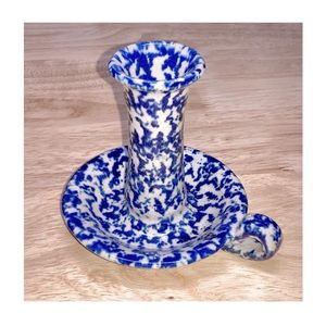 Vtg stoneware candlestick holder